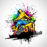 Dynamiczna grafika street art z postacią młodzieżową Fototapety Graffiti Fototapeta