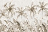 Egzotyczny pejzaż z palmami w stylu vintage Fototapety do Sypialni Fototapeta