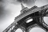 Eiffel Tower in Paris, gray day, black and white picture Fototapety Wieża Eiffla Fototapeta