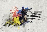 Ekstremalna jazda snowboardowa w artystycznym wydaniu Fototapety do Pokoju Nastolatka Fototapeta