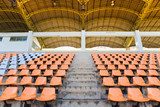 Empty seats with walk way on stadium  Stadion Fototapeta