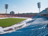 Empty stadium under snow  Stadion Fototapeta