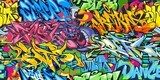 Energetyczne graffiti w feerii kolorów na miejskiej ścianie Fototapety Graffiti Fototapeta