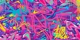 Energetyczne graffiti w odcieniach fioletu, różu i błękitu Fototapety Graffiti Fototapeta