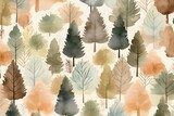 Forest watercolor pattern. Generate Ai Fototapety do Sypialni Fototapeta
