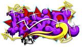 Futurystyczne graffiti w fioletowych barwach z dynamicznym akcentem Fototapety Graffiti Fototapeta
