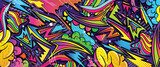 Graffiti doodle art background with vibrant colors hand-drawn style. Street art graffiti urban theme for prints, banners, and textiles in vector format Fototapety Graffiti Fototapeta