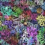 Graffity wall colorful tags seamless pattern, graffiti street art Fototapety Graffiti Fototapeta