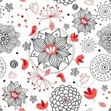 Graficzna tekstura z ptakami
 Rysunki kwiatów Fototapeta