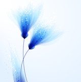 Grafika z niebieskim kunsztem Kwiaty Fototapeta