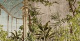greenhouse with a column in which tropical plants grow art drawing photo wallpaper Fototapety do Kawiarni Fototapeta