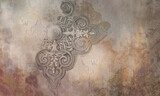 Hand drawn illustration "Arabesque". You will enjoy using these background in your interior project, fresco, wallpaper, mural, textile, poster, home decor, card, packaging! Mur Fototapeta