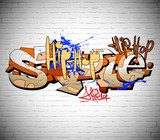 Hip-hopowe graffiti w energetycznym stylu ulicznym Fototapety Graffiti Fototapeta