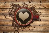 Kawa, miłość i świeżo palone ziarna Kawa Fototapeta