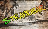 Klimatyczna fototapeta z napisem STRANDBAR i palmami Fototapety Graffiti Fototapeta