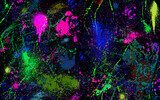Kolorowe rozpryski neonowej farby na czarnym tle Fototapety Graffiti Fototapeta