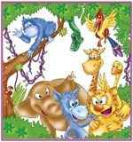 Kolorowe zwierzęta w dżungli Fototapety do Pokoju Dziecka Fototapeta