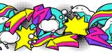 Komiksowa eksplozja kolorów z dynamicznymi strzałkami Fototapety Graffiti Fototapeta