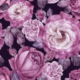 Kwiatowy z akwarelowymi różami i piwoniami Tapety Kwiaty Tapeta
