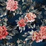 kwiatowy z czerwonymi i różowymi różami i piwoniami Tapety Kwiaty Tapeta