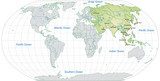 Landkarte von Asien und der Welt  Mapa Świata Fototapeta