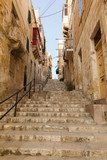 Maltese narrow street  Schody Fototapeta