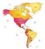 Map of Americas  Mapa Świata Fototapeta