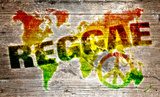 Mapa świata w barwach reggae z symbolem pokoju Fototapety Graffiti Fototapeta