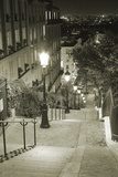 Nastrojowe schody Montmartre nocą Fototapety Czarno-Białe Fototapeta