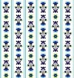 Niebieski pasowy wzór kwiatowy w stylu folkowym Folklor Fototapeta