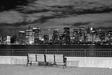 Nocny widok na Manhattan z Liberty State Park Fototapety Czarno-Białe Fototapeta