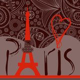 Nowoczesna grafika z wieżą Eiffla i napisem Paris Fototapety Wieża Eiffla Fototapeta