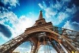 Paris Beautiful view of Eiffel Tower with sky sunset colors Fototapety Wieża Eiffla Fototapeta