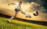 Piłka nożna – strzał w zamknięty w kadrze
 Sport Fototapeta