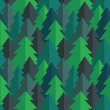 Płaski sosnowy las w niebiesko-zielonej i turkusowej Tapety Natura Tapeta
