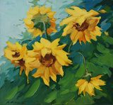Pole słoneczników malowane na płótnie Obrazy do Salonu Obraz