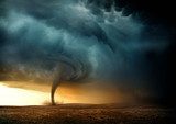 Potężne tornado wśród burzowych chmur Krajobraz Fototapeta