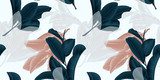 , ręcznie rysowane ciemnozielony, brązowo-biały liść Tapety Do przedpokoju Tapeta
