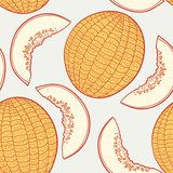 Ręcznie rysowane melon z plasterkiem Tapety Do kuchni Tapeta