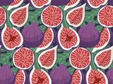 Ręcznie rysowane owoce figi. Doodle tapety. Kolekcja Tapety Do kuchni Tapeta
