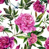 Ręcznie rysowane różowy piwonie bukiet Tapety Kwiaty Tapeta