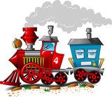 Wesoła, czerwona lokomotywa Plakaty do Pokoju dziecka Plakat