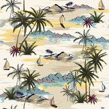 Rocznik Piękna wyspa na bielu. Krajobraz z palmami, Tapety Krajobrazy Tapeta