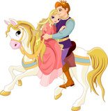 Książę na białym koniu ze swoja księżniczką Plakaty do Pokoju dziecka Plakat
