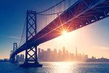 San Francisco skyline retro view. America spirit - California theme. USA background. Mosty Obraz
