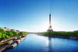 Seine in Paris with Eiffel tower Fototapety Wieża Eiffla Fototapeta