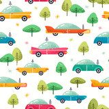 Śliczne samochody. Kolorowe samochody. ilustracja Styl Futurystyczny Tapeta