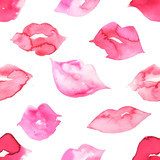 Słodkie różowe usta akwarela Styl Glamour Tapeta