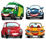 Uśmiechnięte samochody - siła kolorów Plakaty do Pokoju dziecka Plakat