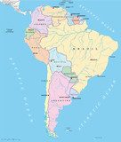 South America - Political Map  Mapa Świata Fototapeta
